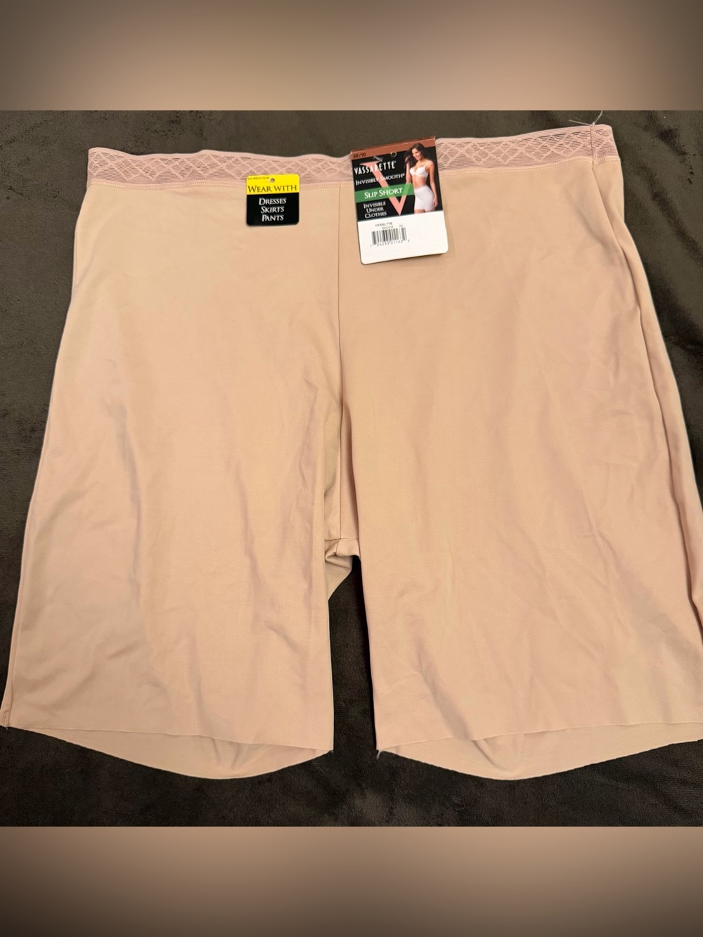 Vassarette Invisibly Smooth Slip Short Shapewear Nude Beige Size 3XL